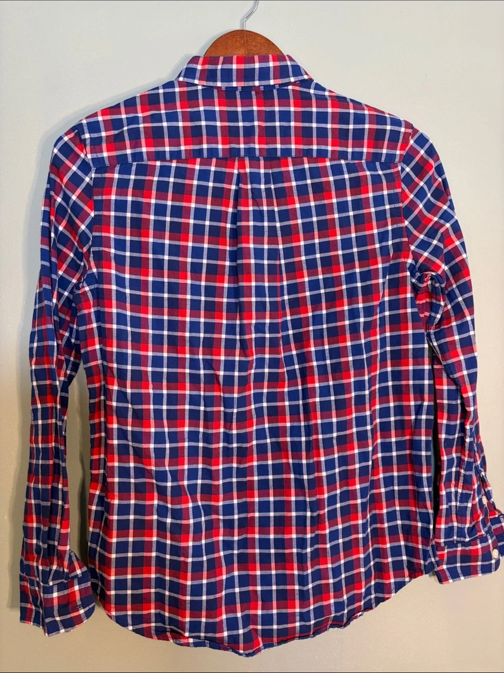 Ralph Lauren Size Large (14-16) Red, White & Blue Plaid Button-Down Shirt
